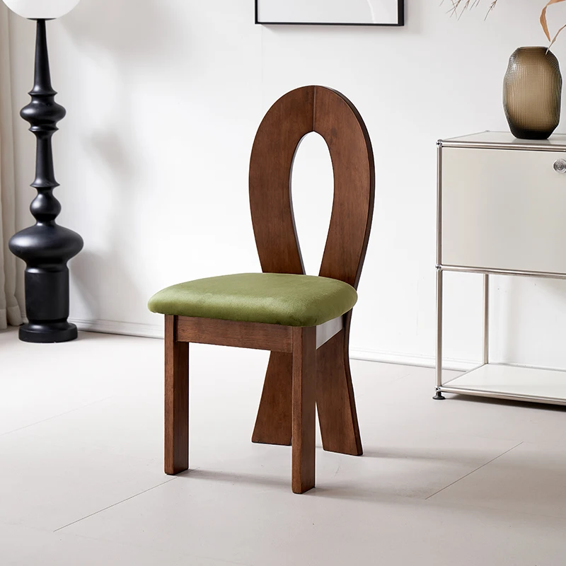 

Medieval Solid Wood Light Luxury French Style Home Chair Retro Makeup Chair Log Homestay Restaurant Chairs Dining Room Furniture