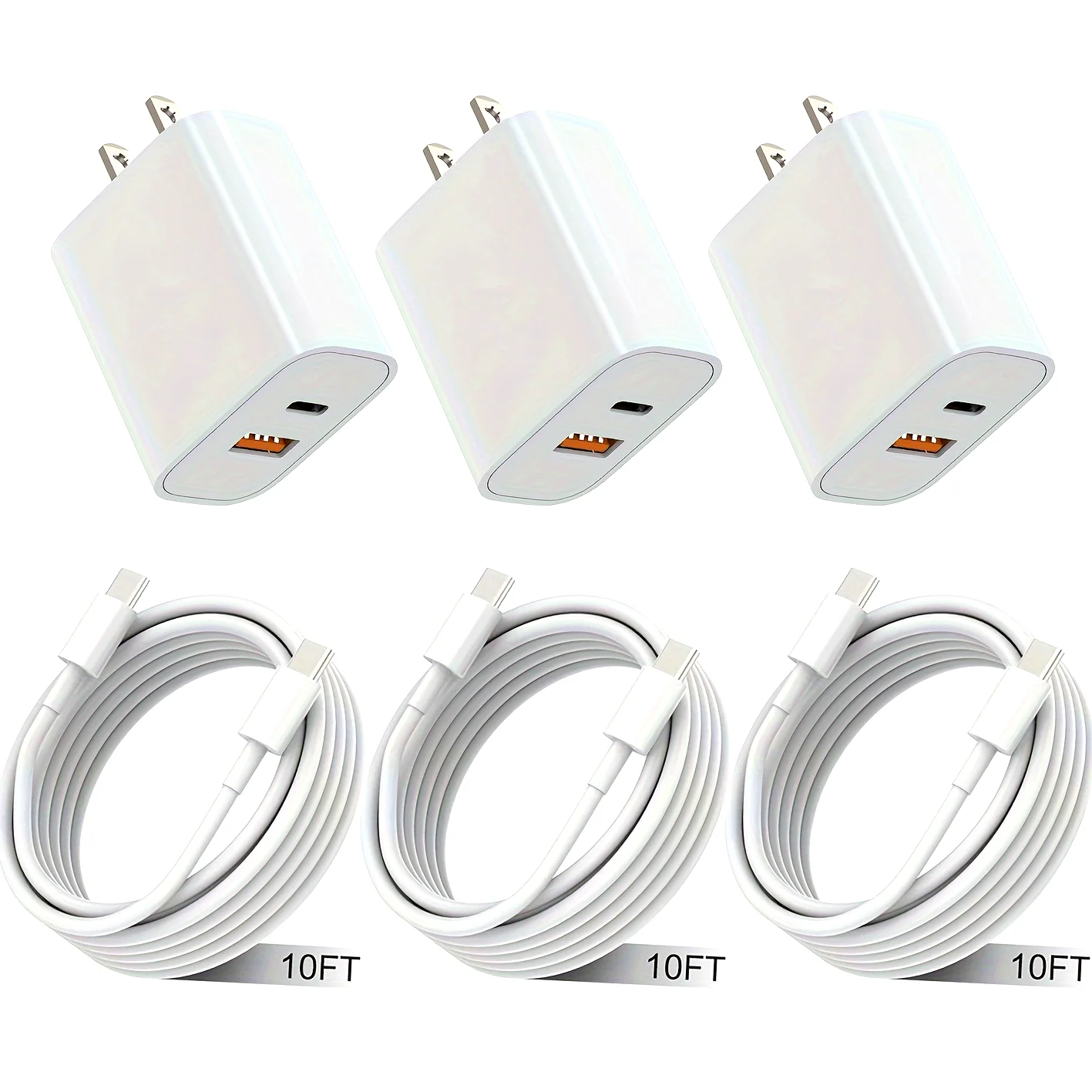 For IPhone15 Charger,Dual Port PD20W Power USB C Wall Charger With 10FT Long USB C Cable For IPhone 15/15 Pro/15 Pro Max/15 Plus