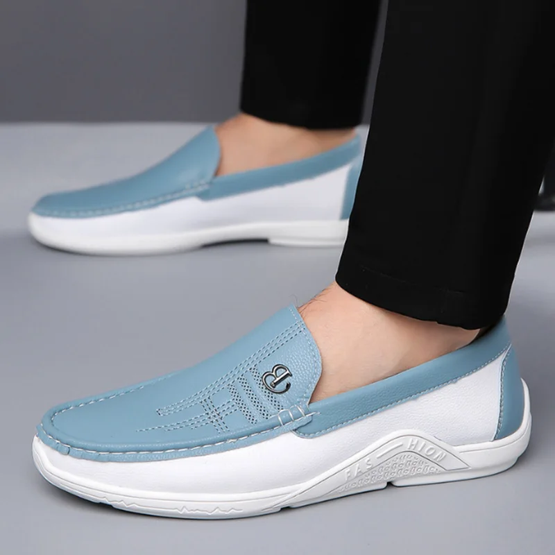 Mens Leather Shoes 2024 Casual Slip on Formal Dress Loafers Breathable Soft Flats for Male Non Slip Driving Office Work Shoes