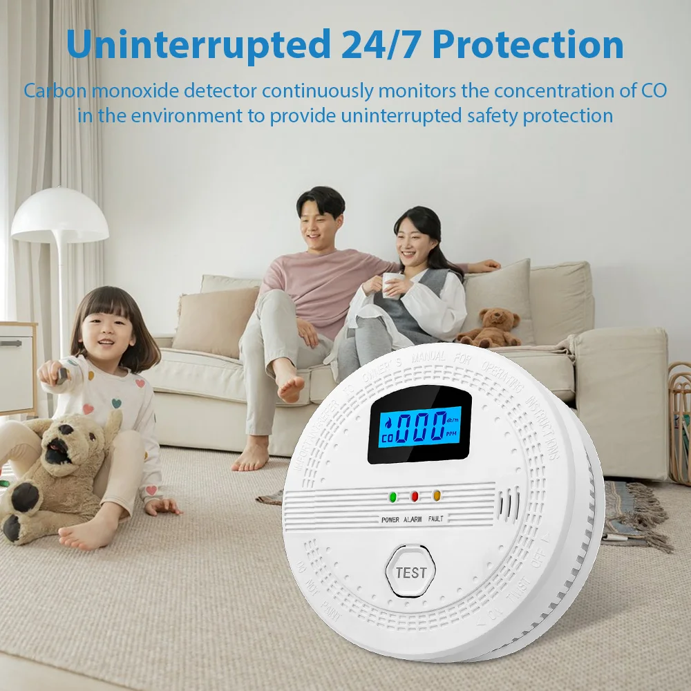 3 Packs Smoke and Carbon Monoxide Detector 2 In 1 CO and Smoke Detectors LCD Display Smart Detector Sound Light Alarm Low