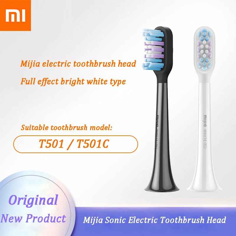 Original Xiaomi Mijia Sonic Electric Toothbrush T501/T501C Head 2pcs Full Effect Brightening Type Brush Head Replacement Heads