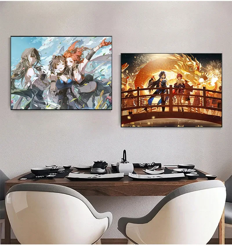 Game Wuthering Waves Anime Painting Style Adventure Survival Mobile Tour Poster Canvas Painting Modern Wall Art Room Home Decor