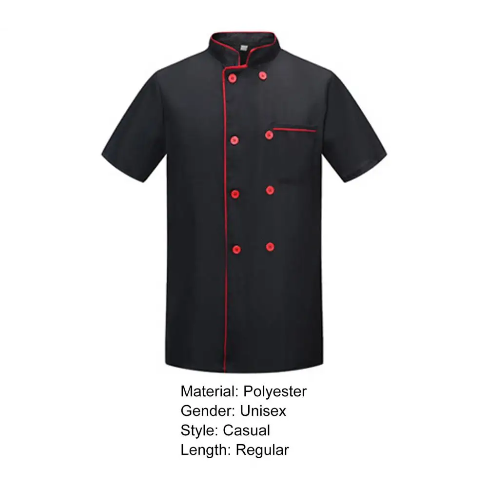 Contraste Cor Stand Collar Chef Top, Roupa trabalho, Camisa Catering