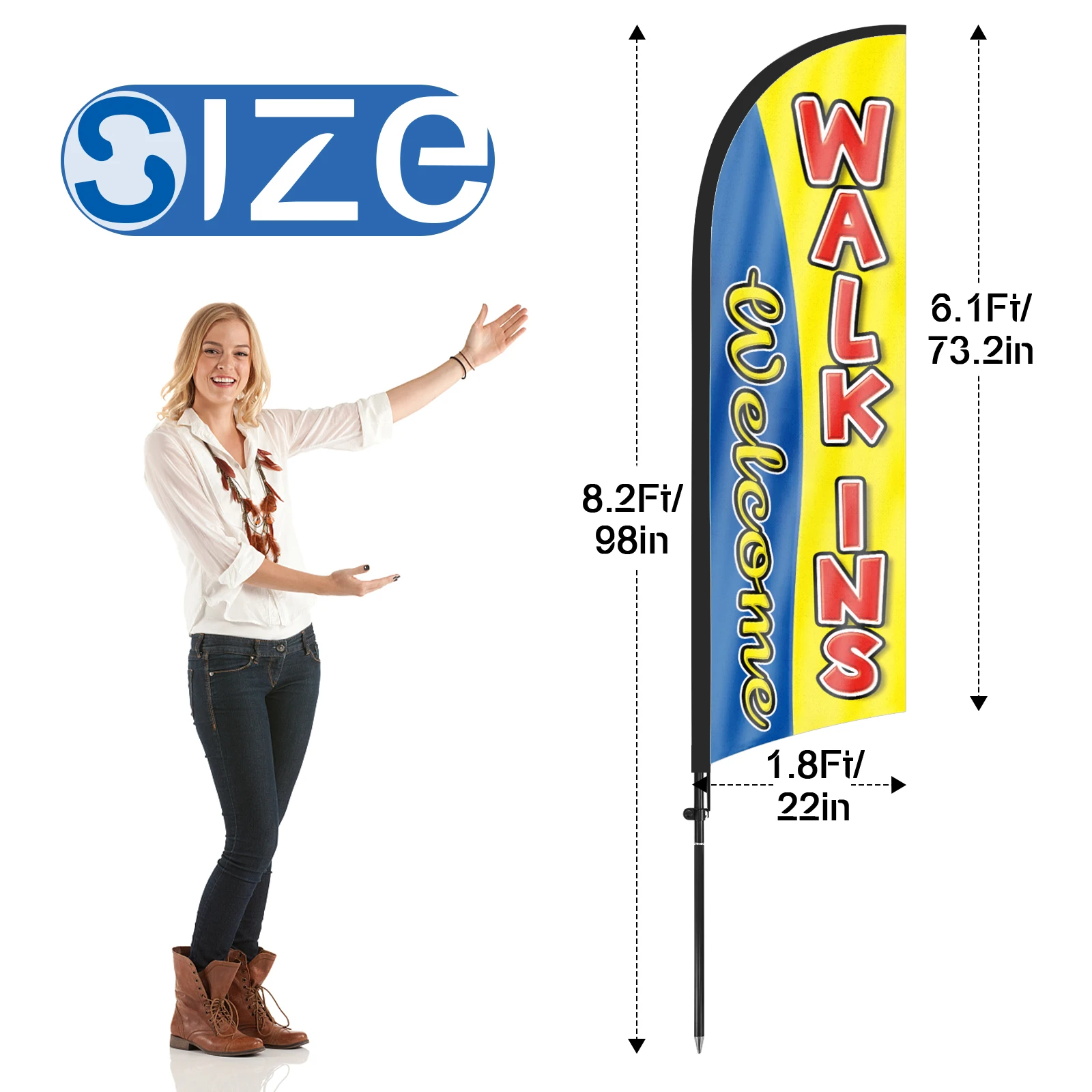 FSFLAG 1PCS 280CM The Walk Ins Feather Flag with Flagpole Advertising Outdoor Banner Decoration for Business and Storefront