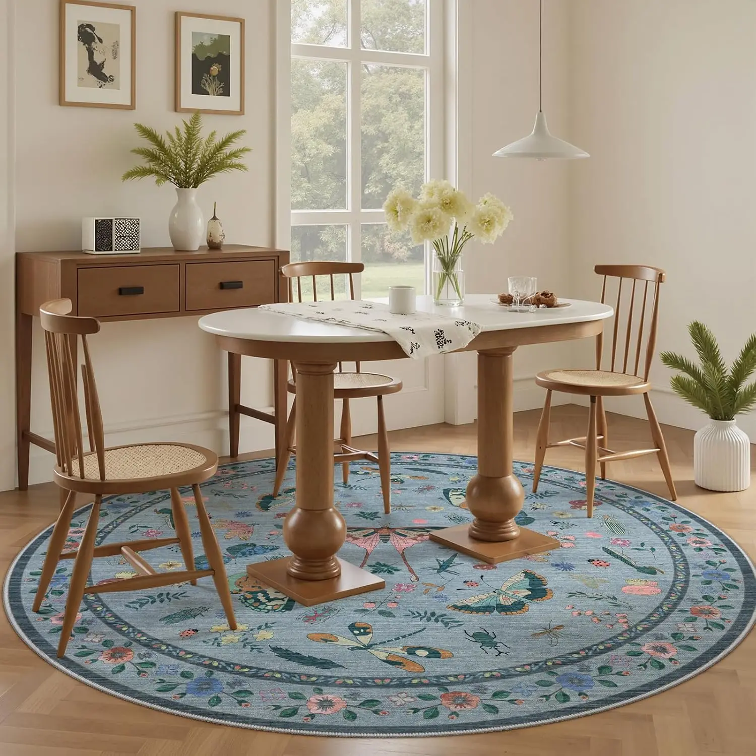 

Круглый ковер — дизайн в стиле жуков для гостиной, спальни и многого другого; Ультратонкий нескользящий мягкий ковер