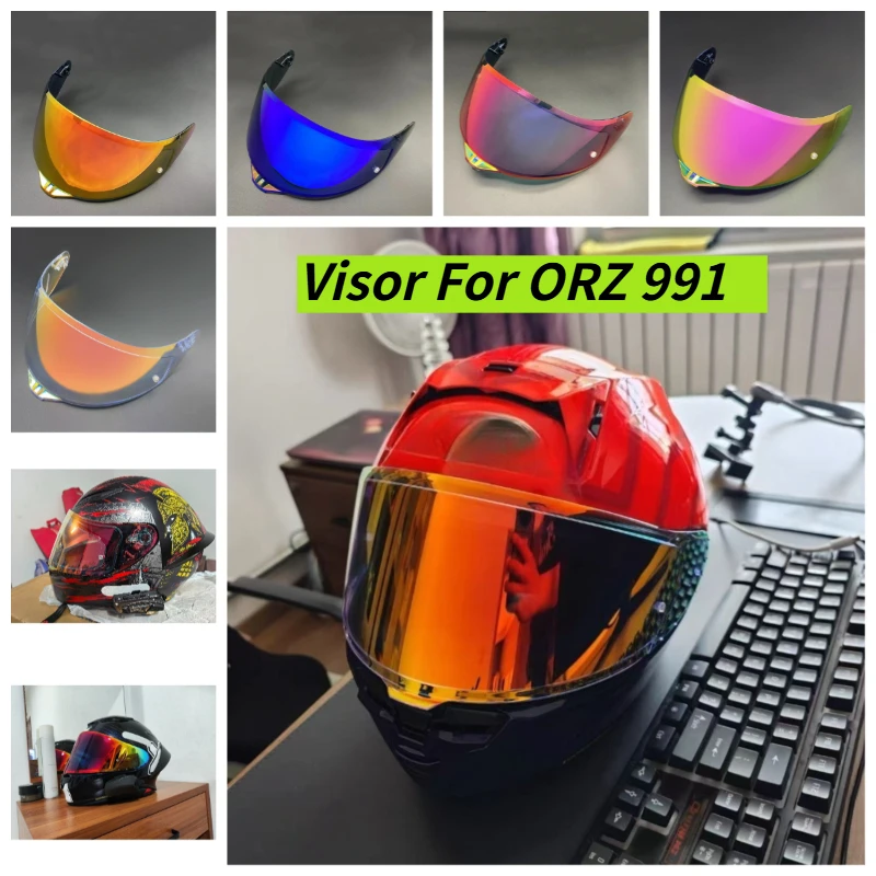 CCUUD For ORZ 991 Motorcycle Helmet Center Buckle Visor UV Protection Windproof Dustproof HD Electroplated Mirror Lens Accessory