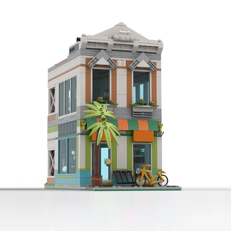 도시 스트리트 뷰 모델 MOC 빌딩 벽돌 해변 아파트 모듈 형 기술 선물 휴일 조립 어린이 장난감 정장