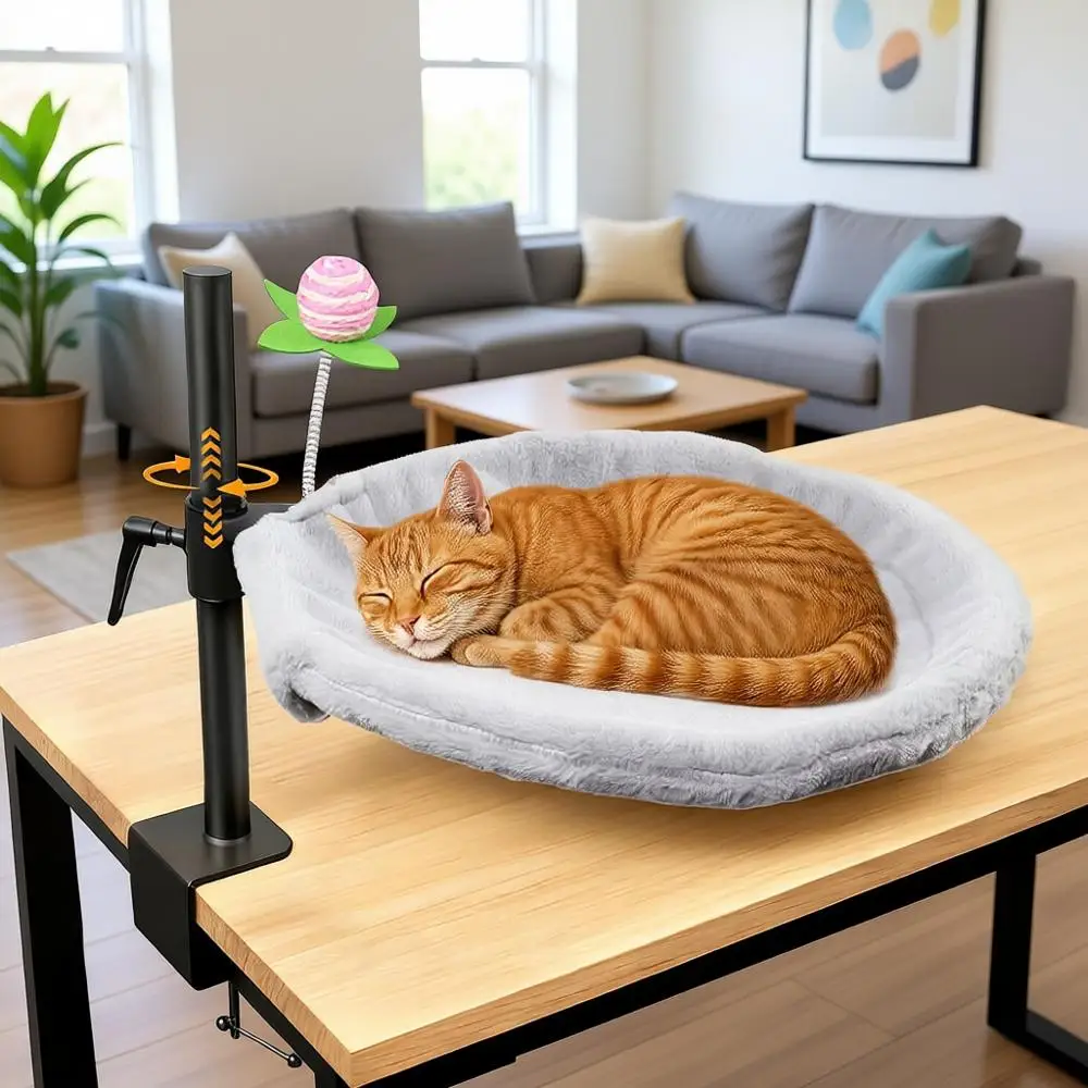 

16-Inch Desk Bed - 360° Rotating & Adjustable, Supports Up to 44lbs, Removable & Washable, Ideal for Indoor Furniture or Office