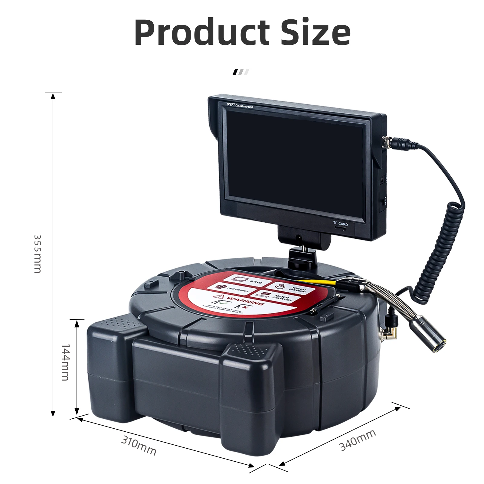 9 بوصة مصنع مقاوم للماء بالجملة 50 متر DVR فيديو أنابيب الصرف الصحي كاميرا التفتيش كاميرا تناظرية لكاميرا فحص الأنابيب #1