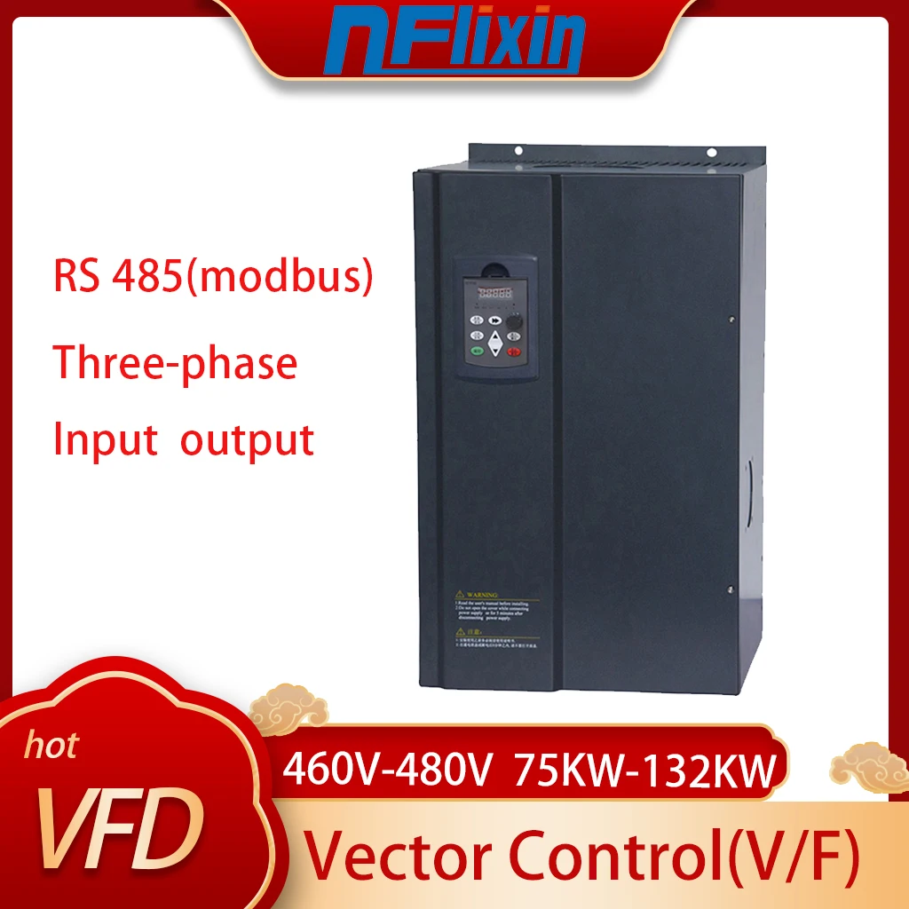 

VFD 460V-480V 75-132KWVariable Frequency Drive Three phase input and output Inverter Frequency Converter Motor speed regulation.