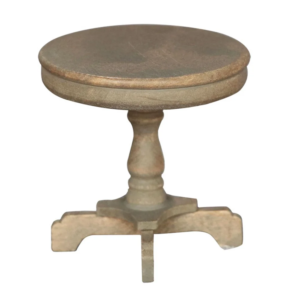 Mini móveis mesa redonda material natural para casa de bonecas decoração de madeira acessórios de móveis bonito realista