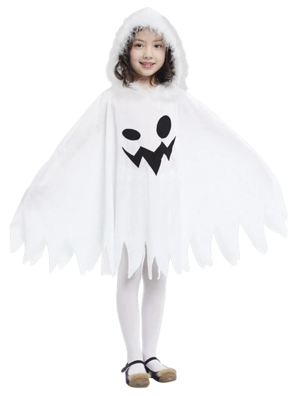 Kids Role Play Dress Girls Spooky Ghost Cosplay Winter Cloak Costume Set with Long Sickle Halloween Fancy Outfit for Carnival