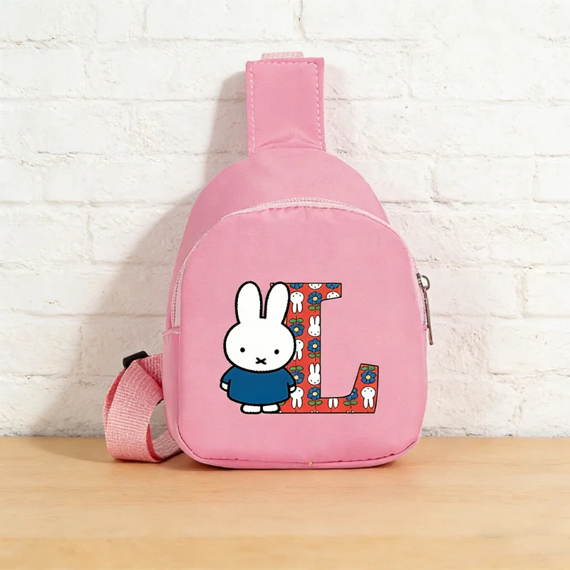 Miffy Zipper Bag Printed Package Anime Chest Packet Cute Travel Convenient Storage Pack A-Z Letter Satchel Casuals Shoulder Bags
