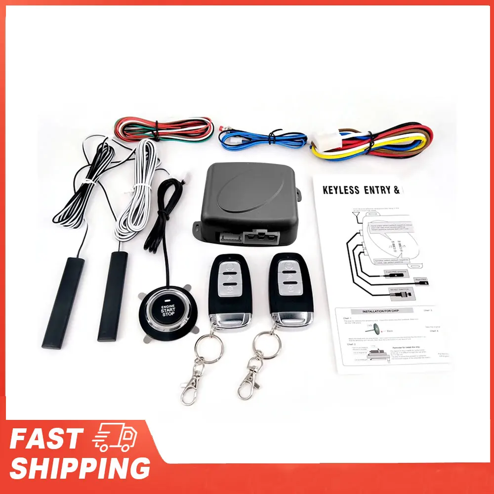 Start Alarm System Push Button Remote Starter Stop Auto Anti-theft System 9Pcs Car SUV Switch Keyless Entry Engine
