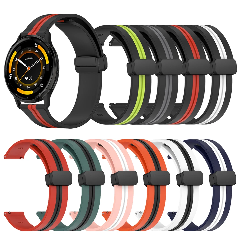 20 22mm Silicone Watch Band For Garmin Venu 3 Venu2 Strap For Garmin Forerunner 265 255 Music 55 Venu2 Sq Magnetic Belt Bracelet