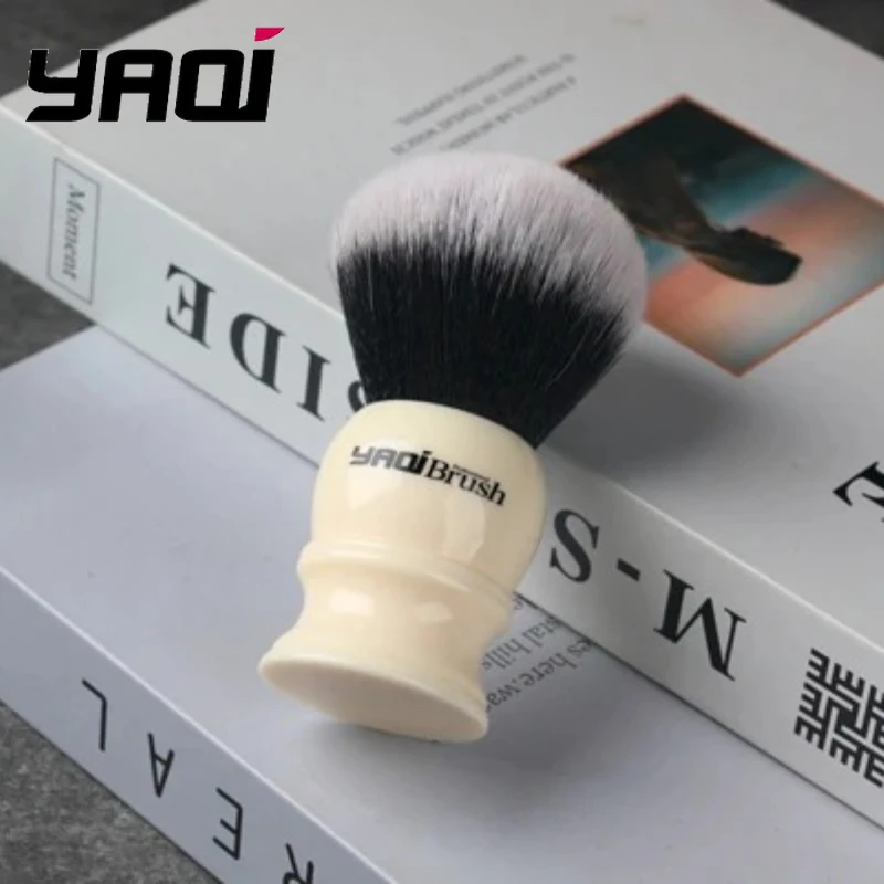 2026 Yaqi Black Synthetic Hair Shave Brush 30mm Size White Handle Men's Grooming Accessory