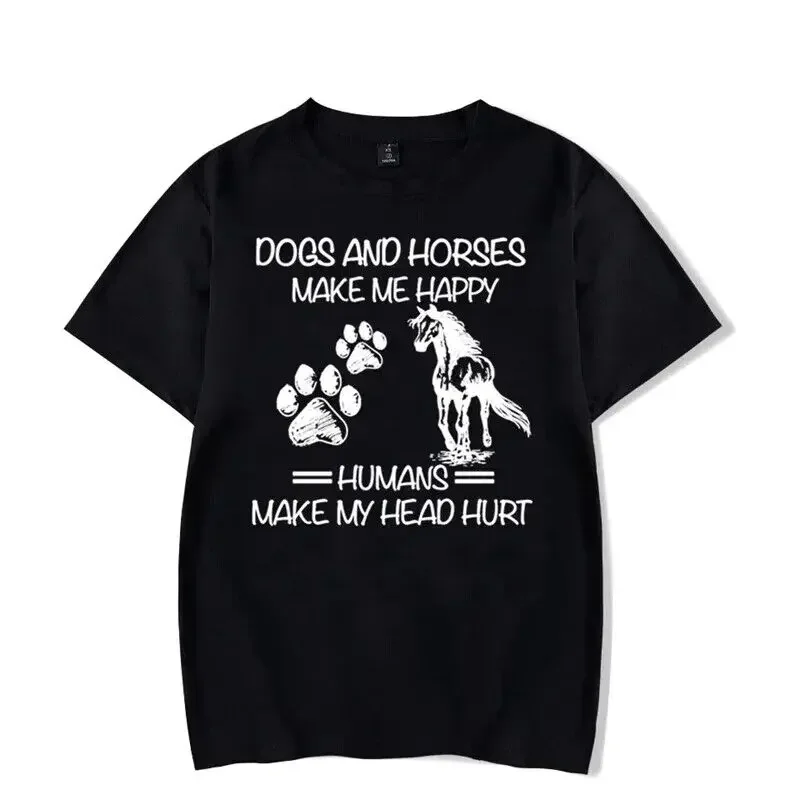 Funny Dogs And Horses Make Me Happy Humans Make My Head Hurt T Shirt