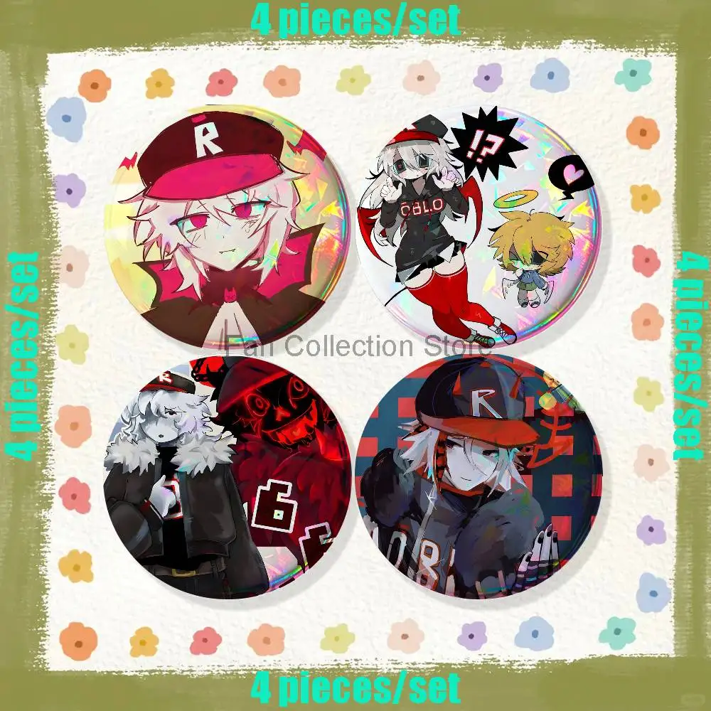 Guest666 4-piece set Enamel Pins Cartoon Anime Badge Fashion Jewelry Accessories Round Snap-in Brooch