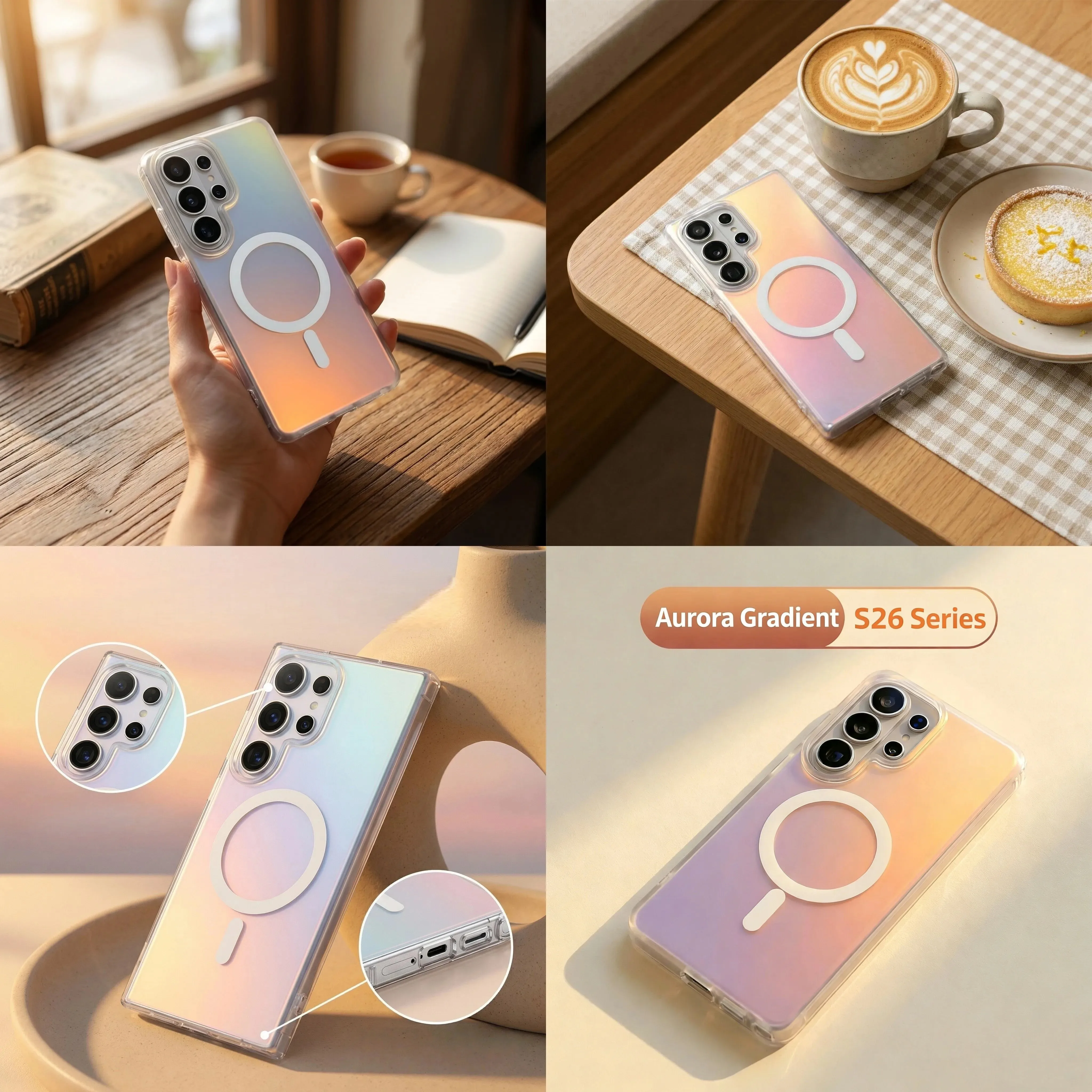 For Samsung Galaxy S26 Ultra S26 Plus S26FE Phone Case Magnetic S24 S23Plus Matte S24FE S25Ultra Laser Gradient Protective Case