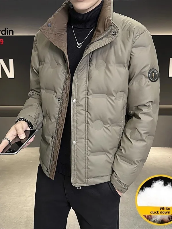 

Pierre Cardin Men's down Jaet Winter 2025 New Sle Stand Collar Trendy Splicing Warm Du down Outerwear Casual Loose Fit