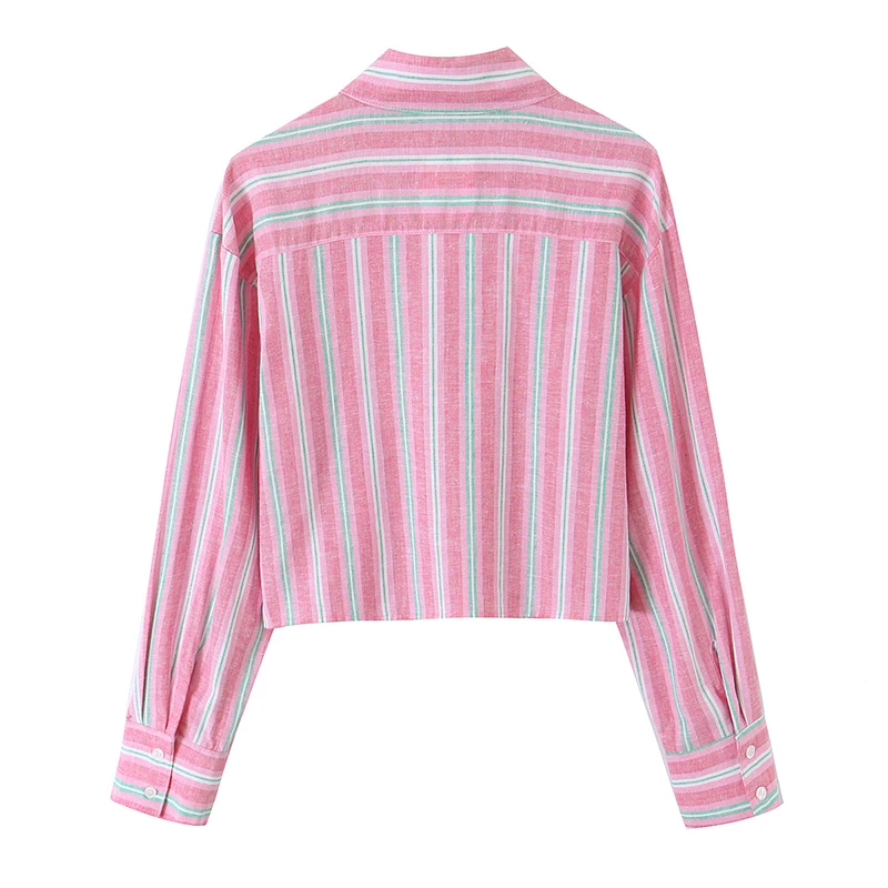 Spring New Women's Shirts 2026 Fashion Pink Stripes Elegant Loose Blouse Women's Chic Spring Street Youth Travel Holiday Tops - view 6