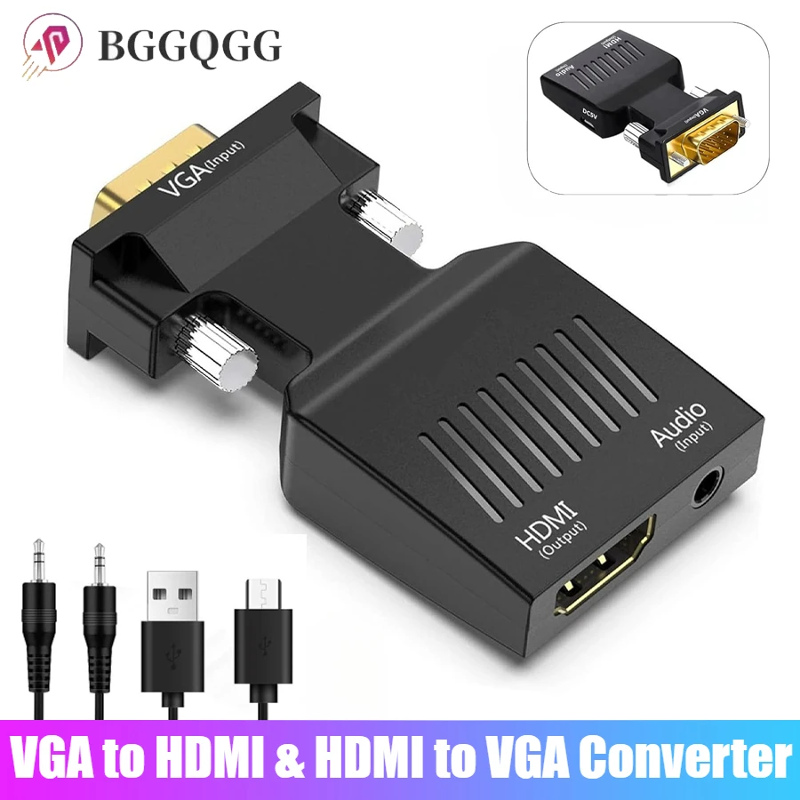 BGGQGG VGA zu HDMI-kompatibel Adapter Konverter 1080P HDMI zu VGA Adapter Für PC Laptop zu HDTV Projektor video Audio Konverter