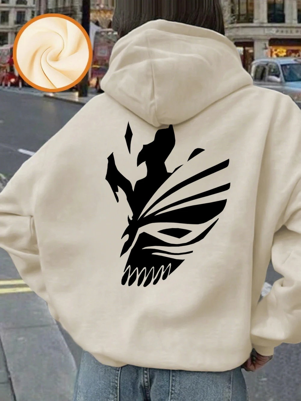 Bleach Ichigo Red Mask Printing Hoodies Damen Winter Fleece Warm Sweatshirt Casual Pocket Pullover Basics Lose Damenkleidung – Detail 11