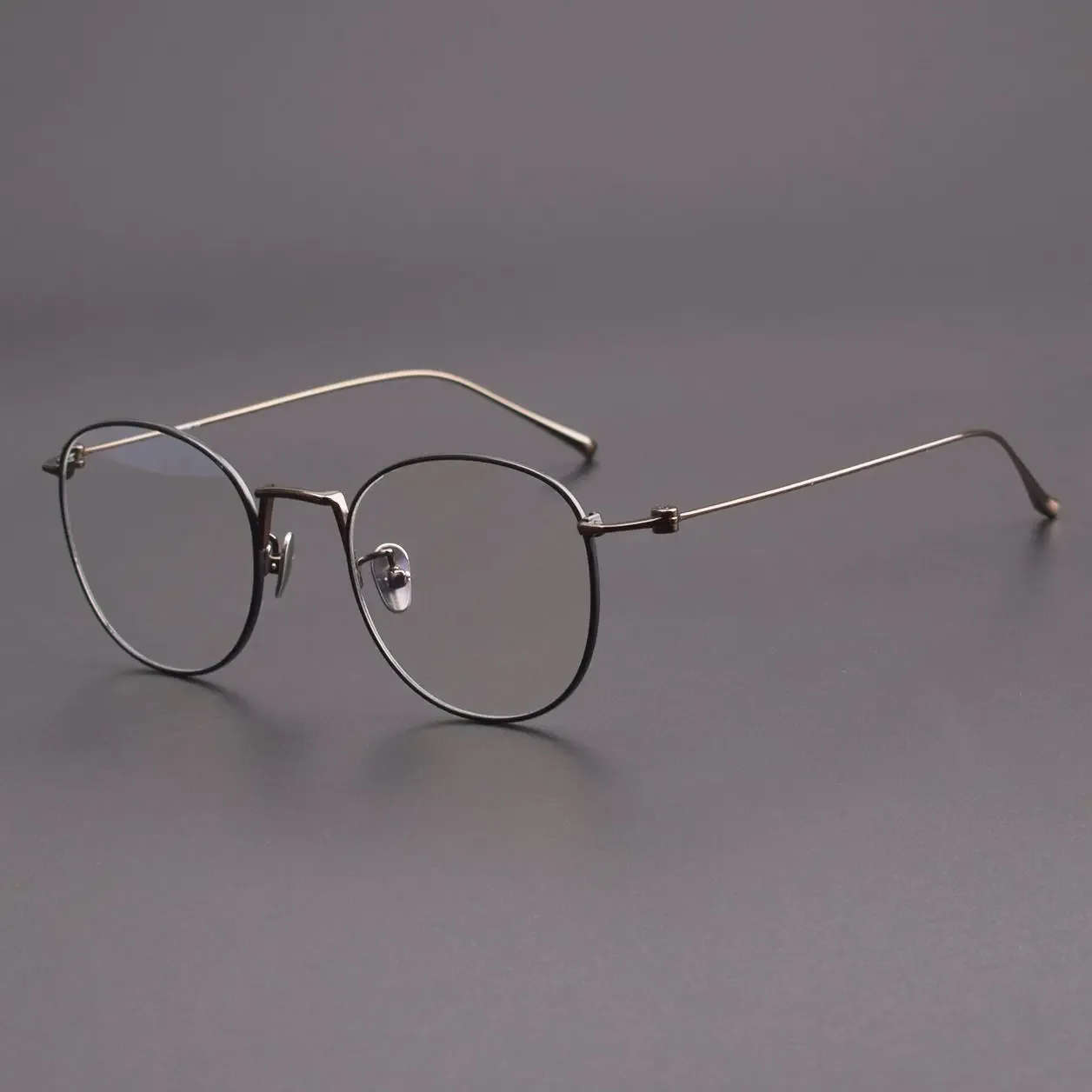 Ultra-light Dual-color Electroplated Round Eyeglass Frame Pure Titanium Spectacle Mount Nearsightedness Deep Zhongshan Glasses