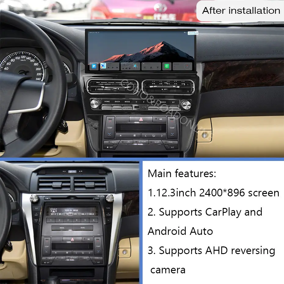 COHO For Toyota Camry 2012-2017 CarPlay Android 15 12.3 inch 2400*896 QLED Octa Core 8+256G Car Multimedia Player Stereo Radio
