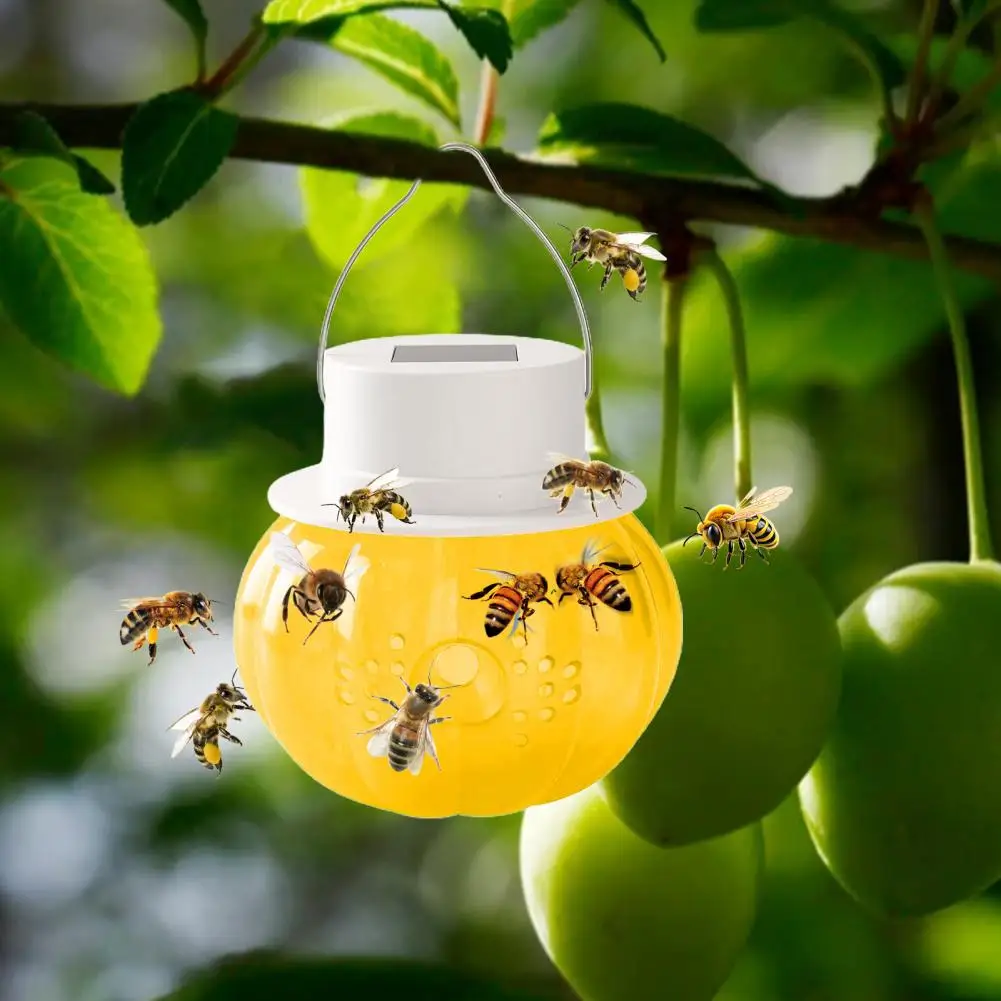 Flying Trap Reusable Solar Led Hornet Bee Trap with Multiple Entrance Tunnels Outdoor Deterrent Hanging Catcher for Trap