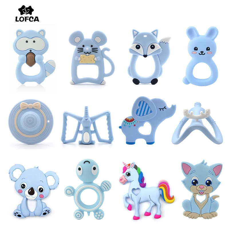 LOFCA 3PC Baby Teether Toys Pacifier Clip Chain Food Grade Silicone Beads Baby Inventory clearance Cartoon Animals Accessories