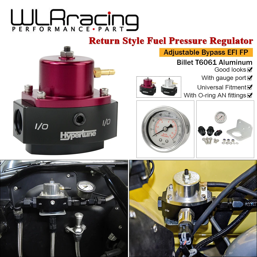 

AN6/AN8 E85 Compatible Return Adjustable Style Billet Aluminum Bypass EFI Fuel Pressure Regulator