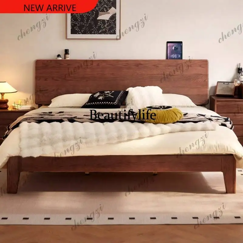 H132 Floor Hard Bedrooms Luxury Bed Queen Size Adults Couples Solid Luxury Bed Frame Platform Wooden Camas De Dormitorio Furnitu