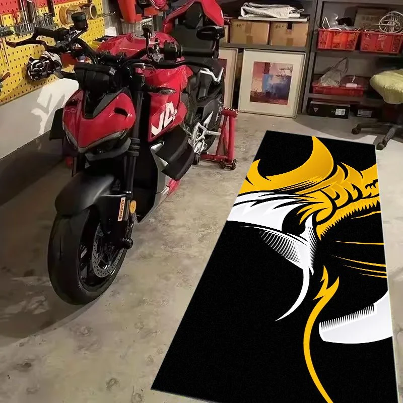 VIKAMA Golden Bull Racing Graphic Pit Mat Street Sport Anti Slip Rug For Garage Motorbike Parking Display Floor Carpet