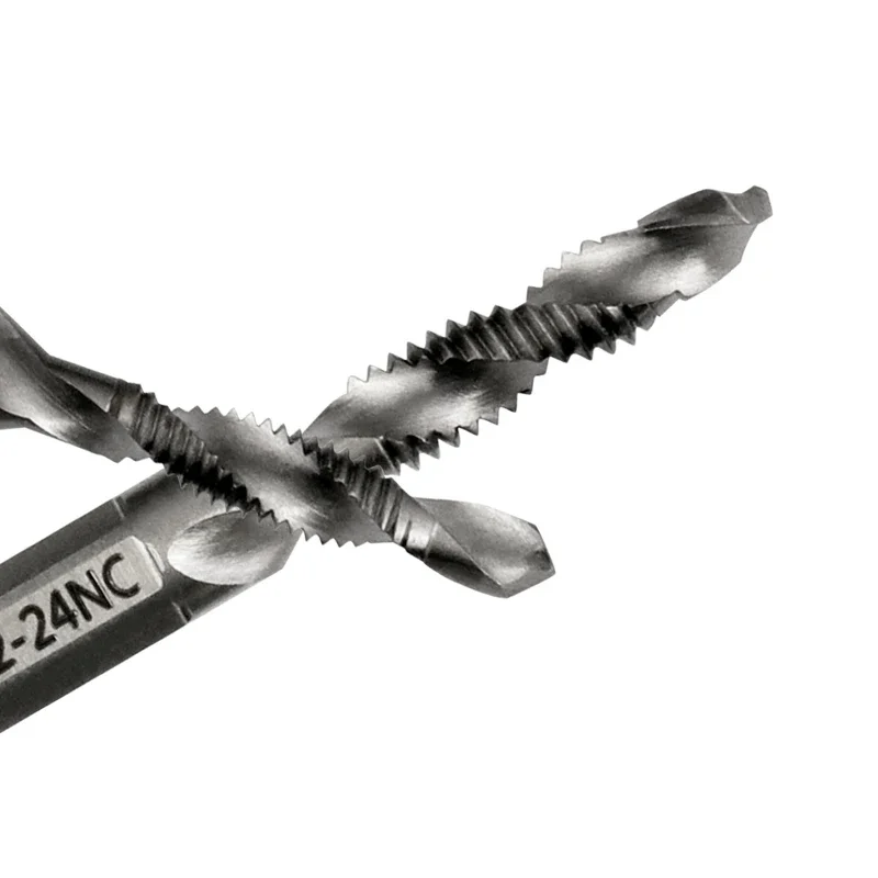 Alta calidad, 6 piezas, vástago hexagonal, tornillo HSS, punta en espiral, rosca, enchufe americano, brocas de mano 6-32/8-32/10-24/10-32/12-24,1/4-20