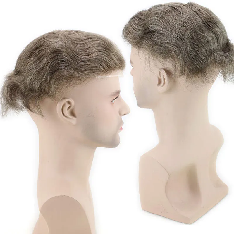 Swiss Lace Wig for Men, Hair Toupee, Top Mono Lace and Front, Natural Hair Pieces Units, Male Hair Replacement System