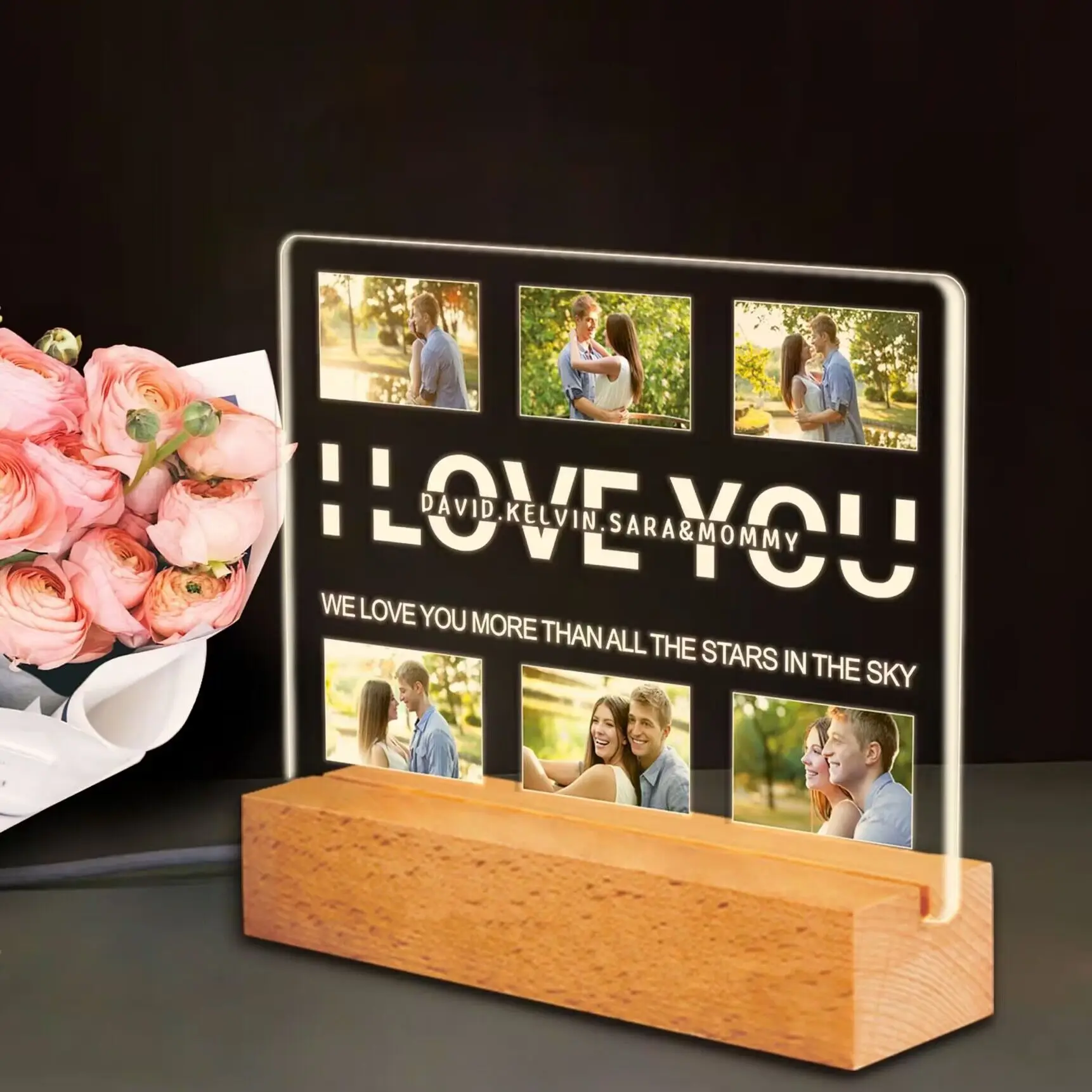 

Personalized Valentines Gifts 3D Lamp Custom With Photo Acrylic Night Light For Love MOM DAD Family Friend Weddings Decor