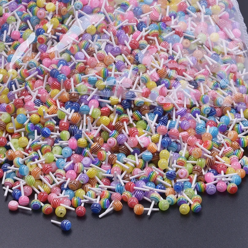 30/50/100pcs/Lot Rainbow Color Resin Pendant Round Lollipop Charms For Jewelry Making Supplies Fit DIY Earrings Accessories Bulk