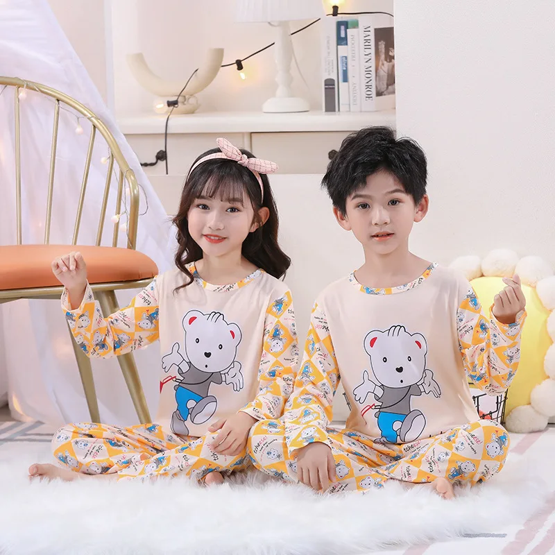 2Pcs/Set Children's Spring and Fall Pajamas Cute Kids Long-Sleeved O-Neck Cartoon Baby Soft Homewear Underwear