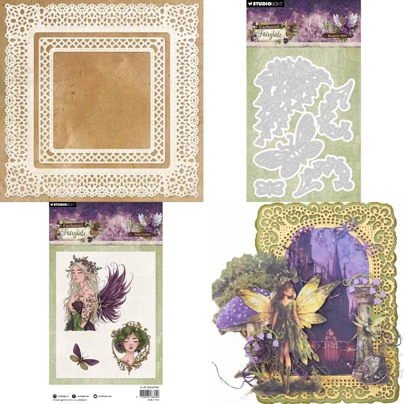 Troqueles de corte de metal y sellos transparentes con motivos de Castillo de Hadas y Plantas para DIY, álbumes de recortes, álbumes de fotos y creación de tarjetas 2026
