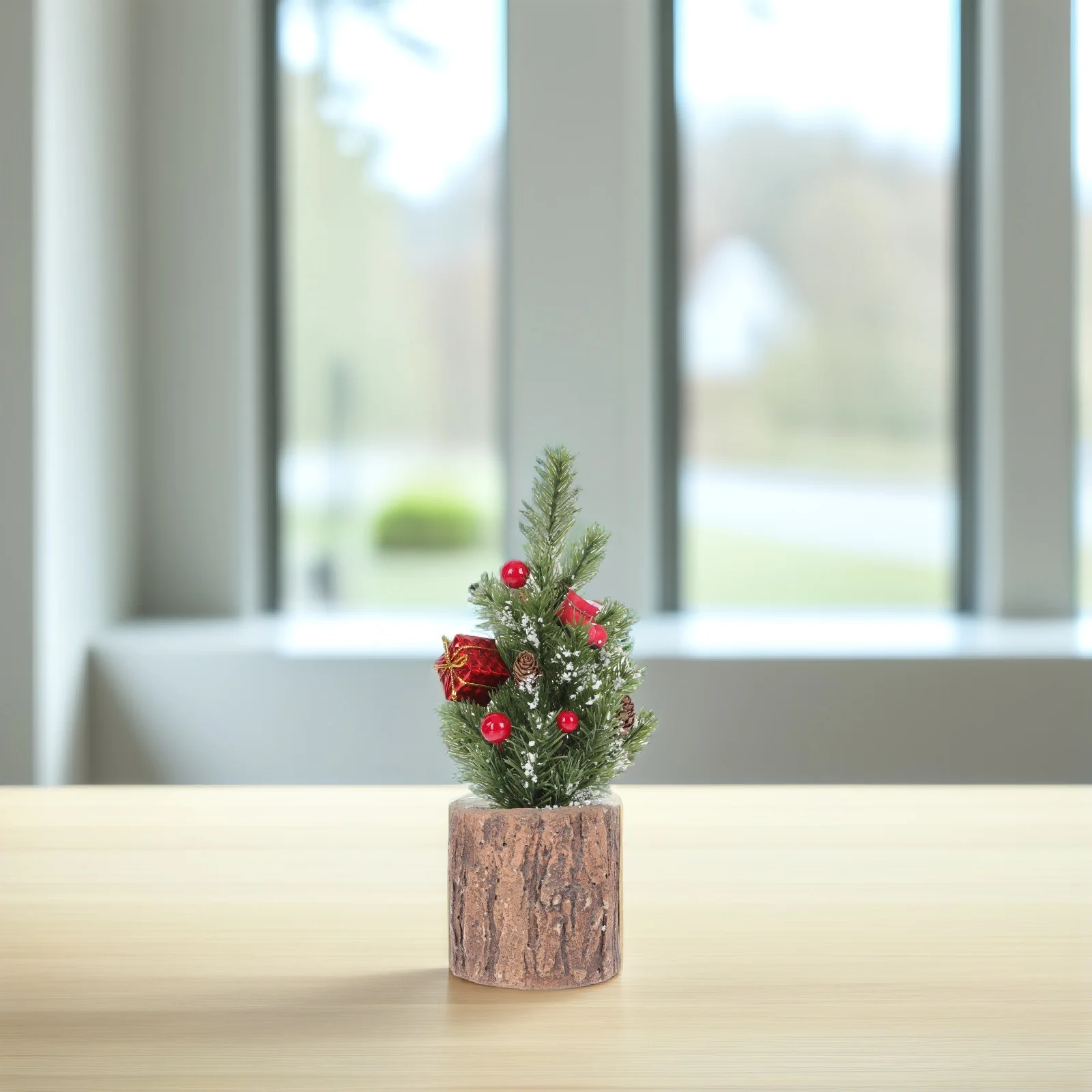 

1Pcs Christmas Tree Potted Plant Artificial Decorating Xmas Desktop Ornament Lifelike Festival Decor for Home Garden Balcony