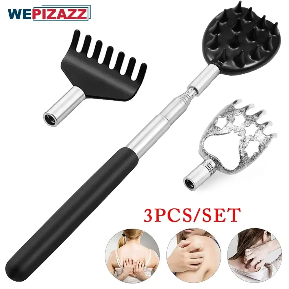 3Pcs/Set Back Scratcher Telescopic Scratching Back Scratcher Massager Scraper Extendable Telescoping Itch Health Products Hackle