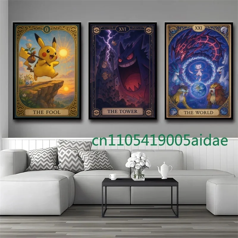 

High Quality Anime Pokemon Canvas Painting Pikachu Bulbasaur Charmander Squirtle Poster Wall Home Art Picture Decor Kids Gifts