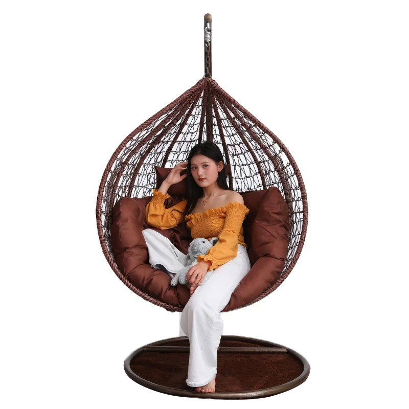 

Fashion Design Outdoor Furniture Garden Balcony Adult Wicker Rattan Basket Patio One Seat Egg Swing Chair With Stand