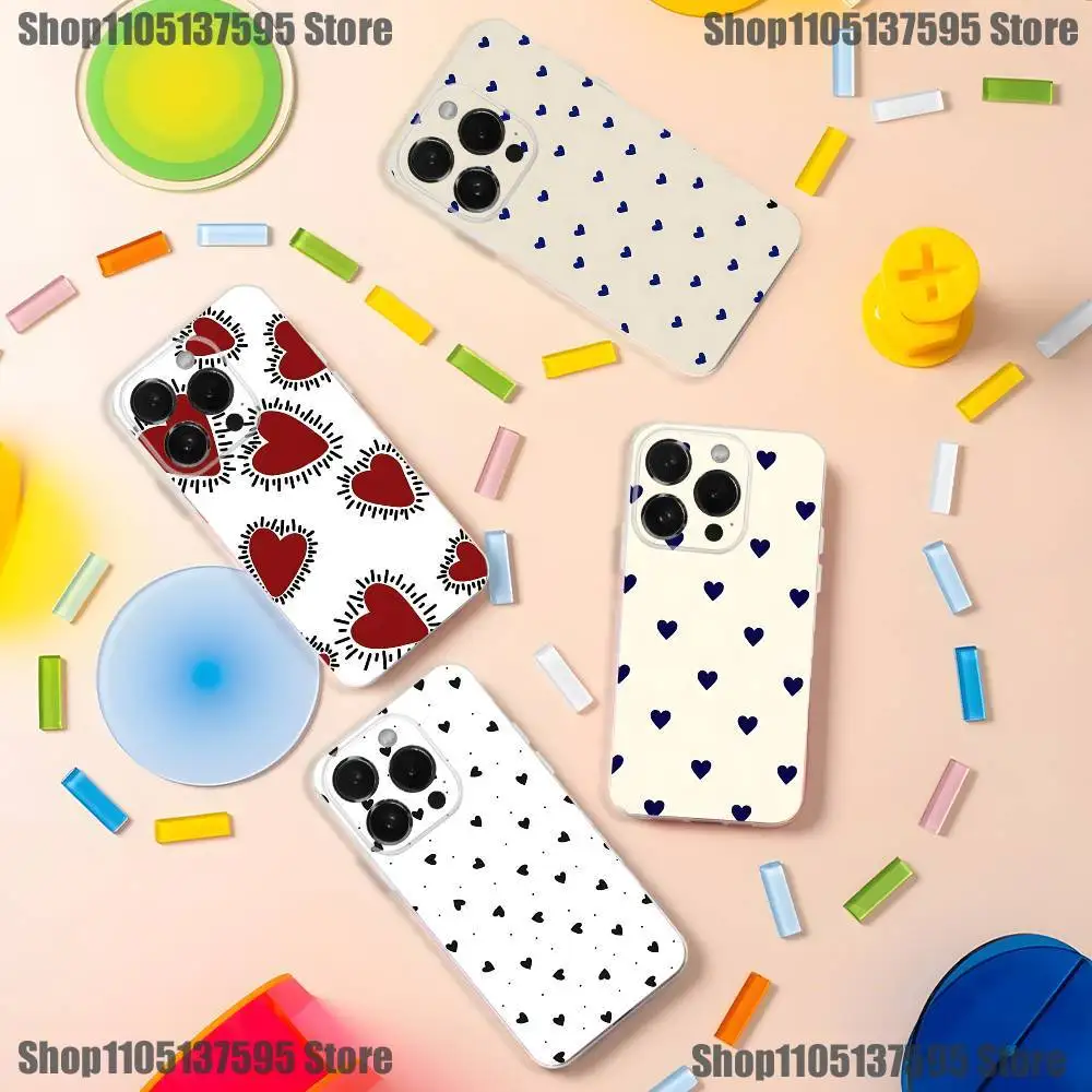 Чехол для телефона Ins Silver Graffiti Heart для iPhone 17,16,15,14,13,12,11 Pro,Max,Plus,X,XS,XR,SE4,E Mini, прозрачный мягкий чехол