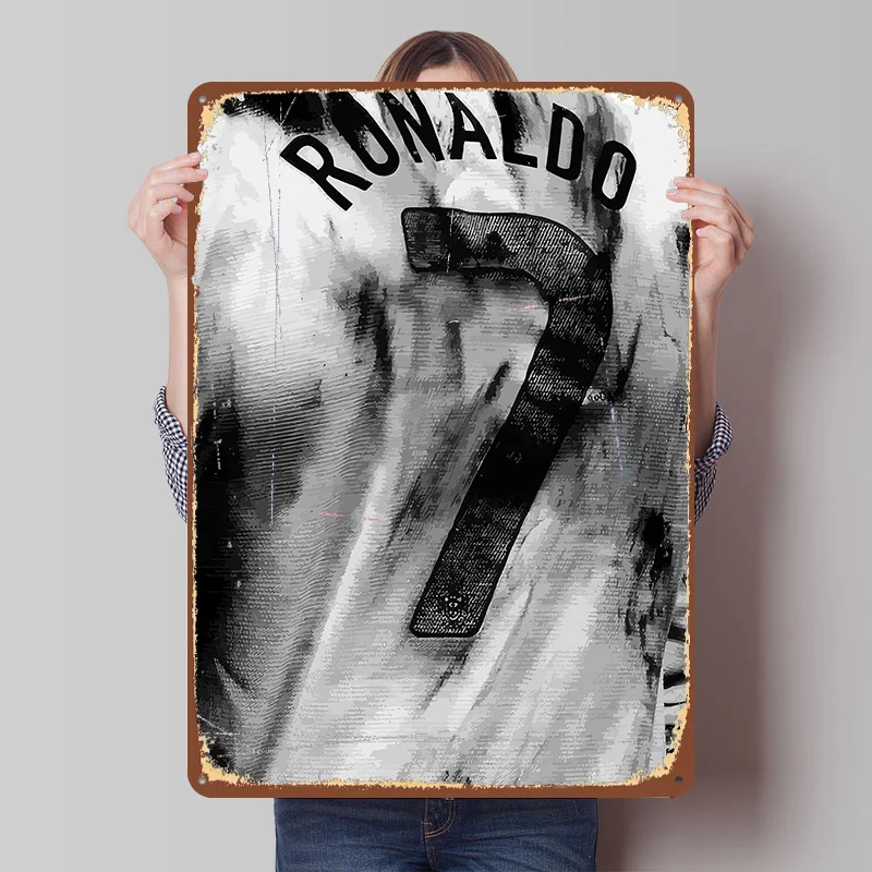 Cristiano Ronaldo Metal Poster Customized Wall Art Retro Vintage Tinplate Signs for Man Cave Office Decor Garage Decorations