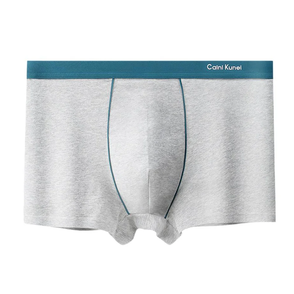 

Men's Comfortable Elastic Cotton Underwear Breathable Trendy Mid-Waist Boxer Shorts Color Blocking Plain Pants Male Panties