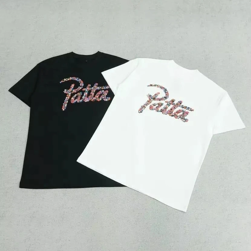 2026 Vintage Handwritten Script Graphic T-Shirt, Floral Filled Letter Print,  Casual Short Sleeve Tee for Streetwear Kids Adults