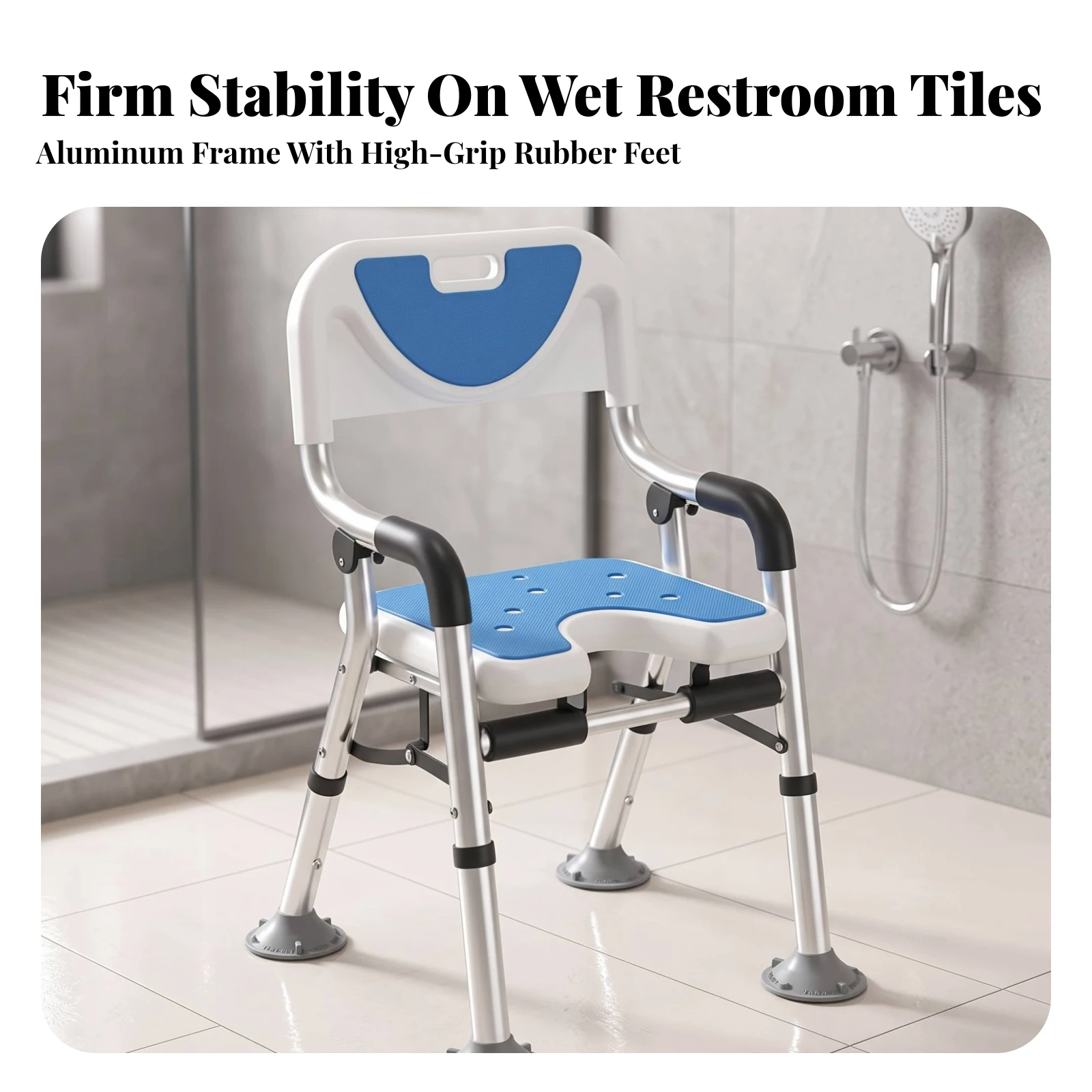 Folding Shower Chair Foldable Shower Chair with Backrest Furniture Secure Stable for Seniors, Bathroom, Bathtub