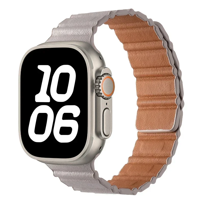 Skórzany pasek do Apple Watch Band 40mm 41mm 42mm 44mm 45mm 49mm Bransoleta magnetyczna iWatch Ultar 2 3 6 7 8 9 SE 10 42mm 46mm